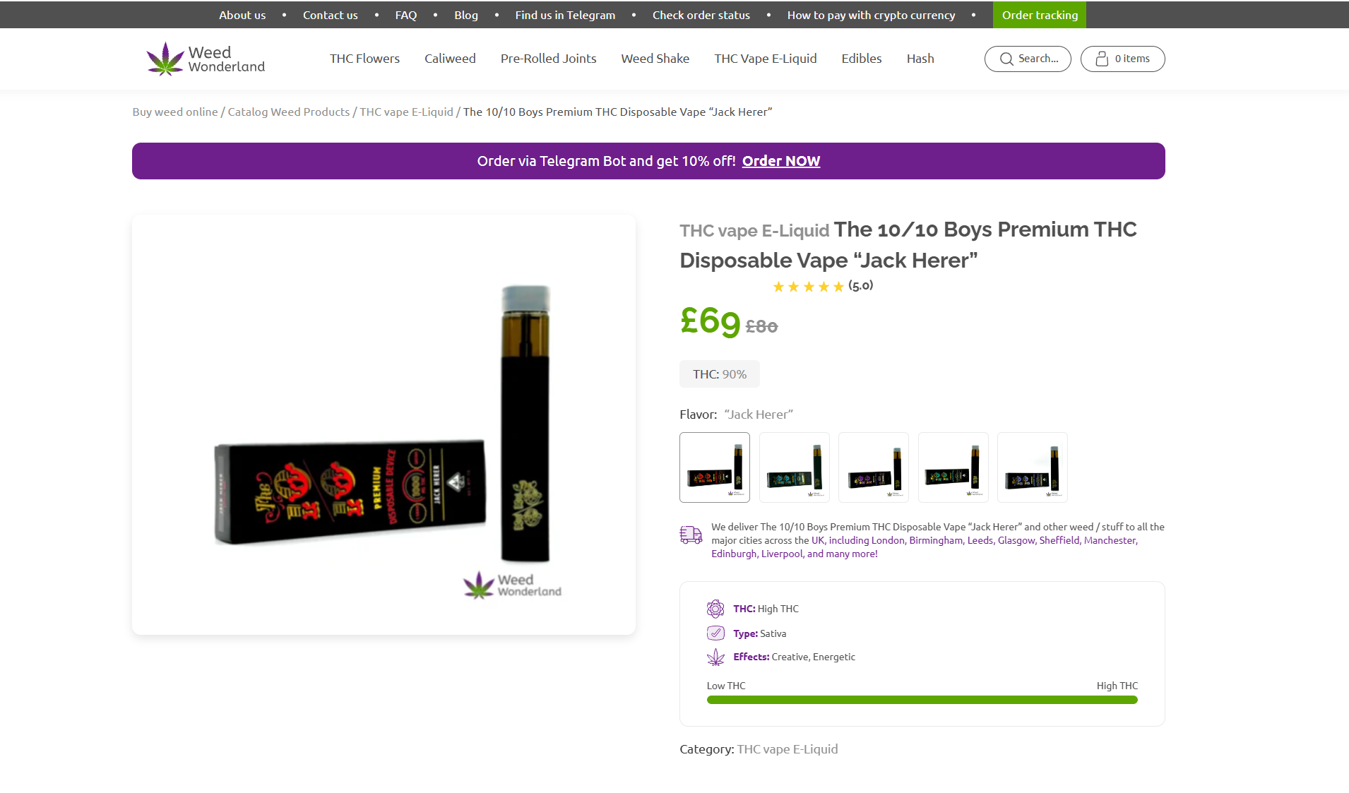 THC vape E-Liquid The 10/10 Boys Premium THC Disposable Vape “Jack Herer”